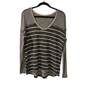 Free People Burnout Stripe Long Sleeve Top Sweater Small Lightweight‎ Slouchy